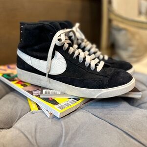 black suede nike high top blazers